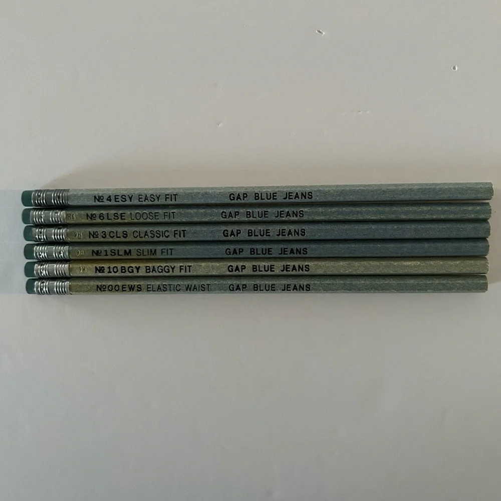 Vintage 90’s GAP Blue Jeans Denim Graphite 6 Pencil Set - Made from Denim Scrap